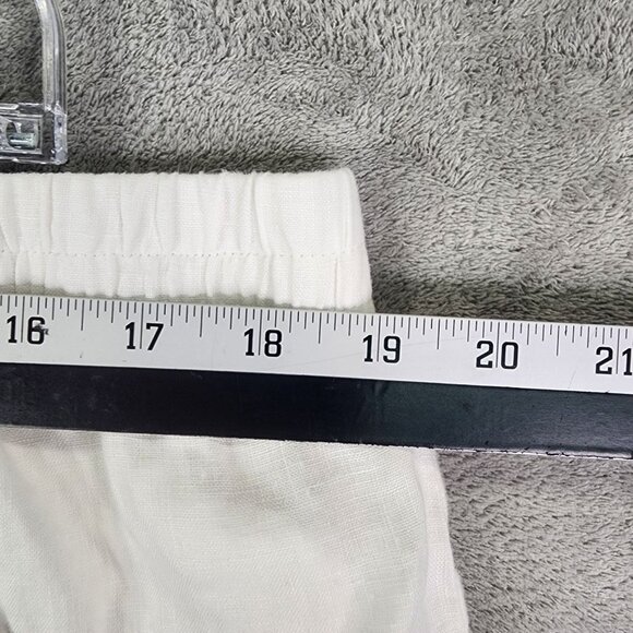 Womens White Crown & Ivy Tassel Hem Pants 100% Linen Hi Rise Elastic Waist XL - Picture 9 of 12